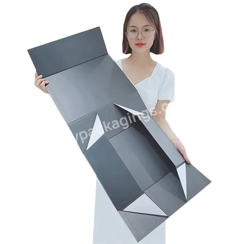 Luxury Custom Boxes With Logo Black Paper Packaging Folding Gift Box With Ribbons Paper Boxes - Buy Custom Boxes With Logo,Folding Gift Box,Gift Packing Box.