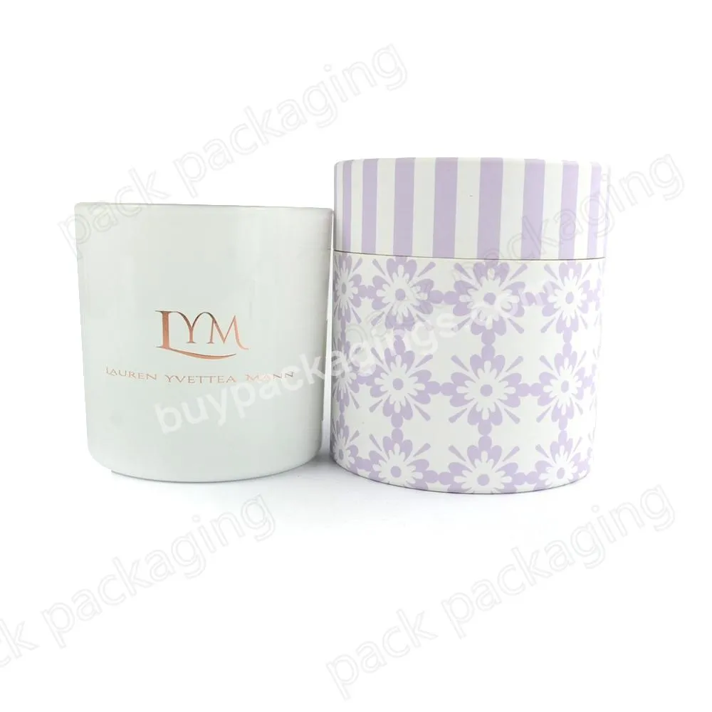 Luxury Custom Rigid Candle Paper Boxes Cylinder Eco Friendly Food Grade White Cardboard Candle Jar Holder Gift Tube Packaging