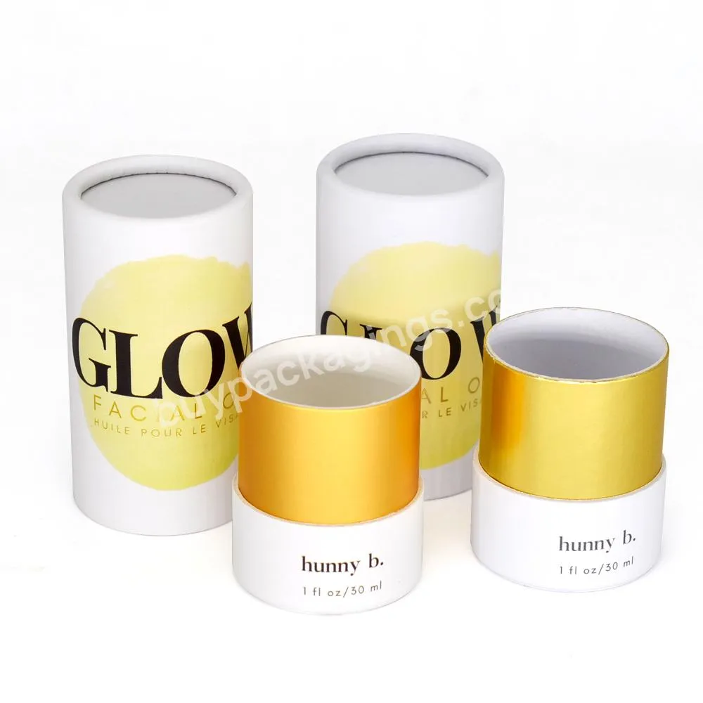Luxury Custom Size  Rigid Paper Cardboard Packaging Printed Round Cylinder Tube Perfume Essential Oil  Box