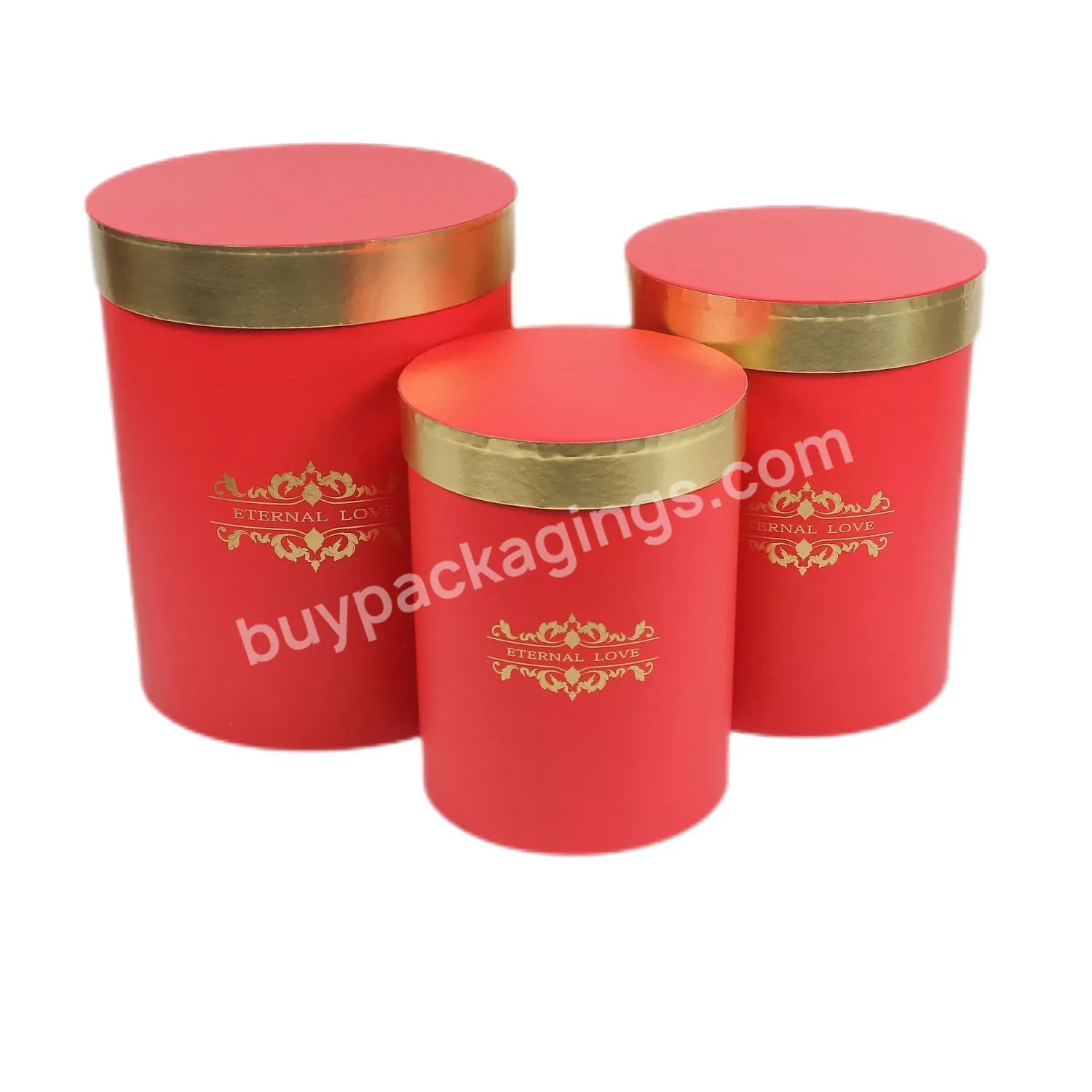 Luxury Cylindrical Rounded 3pcs/set Flower Gift Paper Box With Eternal Love Printed - Buy Cylindrical Rounded Flower Box,3pcs/set Flower Gift Paper Box,Paper Box With Eternal Love Printed.