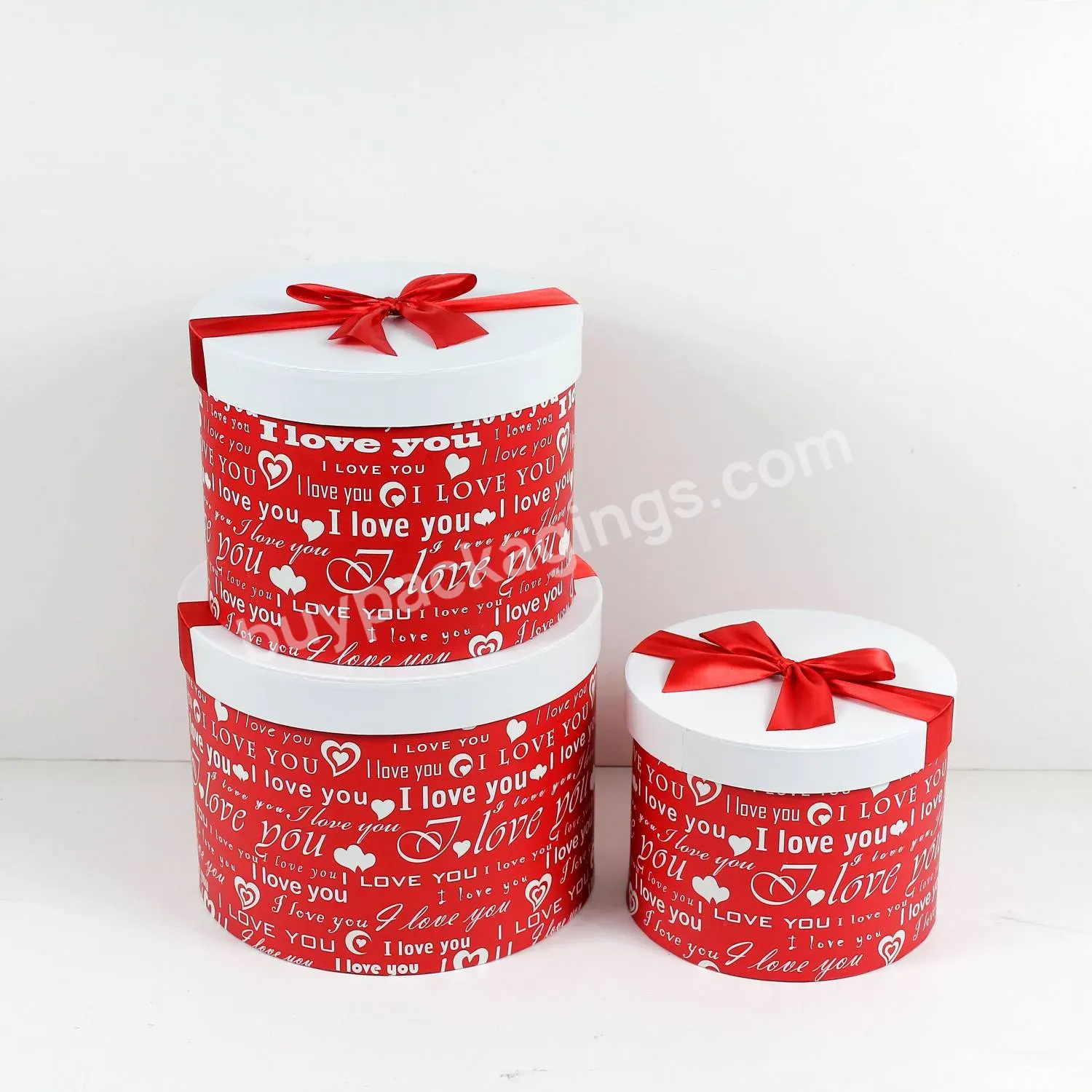 Luxury Cylindrical Rounded 3pcs/set Flowers Boxes Gift Paper Box With I Love You Printed - Buy Cylindrical Rounded 3pcs/set Paper Box,Flowers Boxes Gift Paper Box,Gift Paper Box With I Love You Printed.
