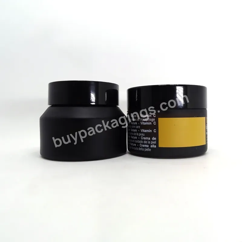 Luxury Design Black Cosmetic Container Packaging Glass Cream Jar For Essential Oil Skincare Lotion