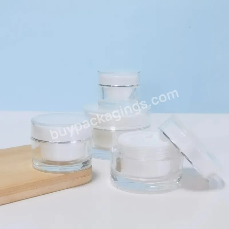 Luxury Double Wall Transparent 1oz 10g 15g 30g 50g Jar Cosmetic Plastic Acrylic Powder Cream Jars Packaging Container With Lid - Buy Acrylic Packaging Cream Jar,Transparent Acrylic Jars,Acrylic Powder Jar.