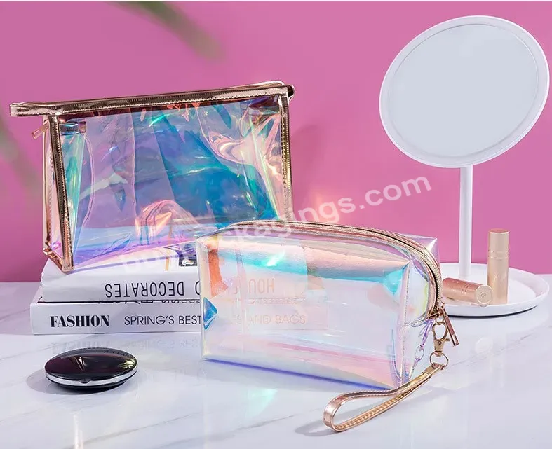 Luxury Elegant Pvc Bag Laser Holographic Zip Lock Bag For Clothing Holographic Make Up Bag With Metal Zipper - Buy Plastic Seal Bag With Sticky Holographic,Holographic Poly Mailer Clear Side Bagholographic Poly Mailer Clear Side Bag,Holographic 2 Sid