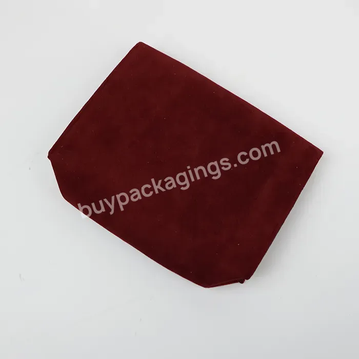 Luxury Flannel Drawstring Velvet Jewelry Packaging Ribbon Bow Tie Red Bag With Custom Gold Logo