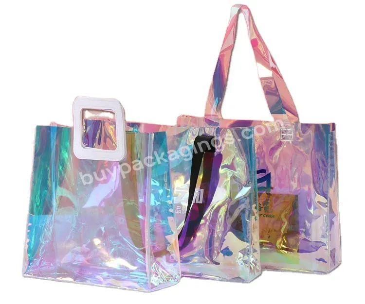 Luxury Holographic Shopping Bag Custom Logo Pvc Shopping Bag With Handle - Buy Holographic Shopping Bag,Shopping Bags,Shopping Bag With Handle.