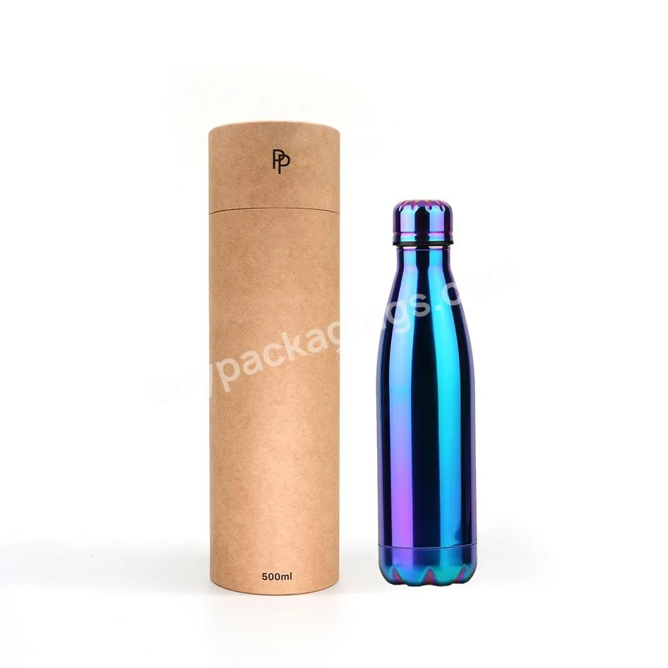 Luxury Kraft Paper Cylinder Empty Bottle Box with Printed Logo Bottle Tube Box