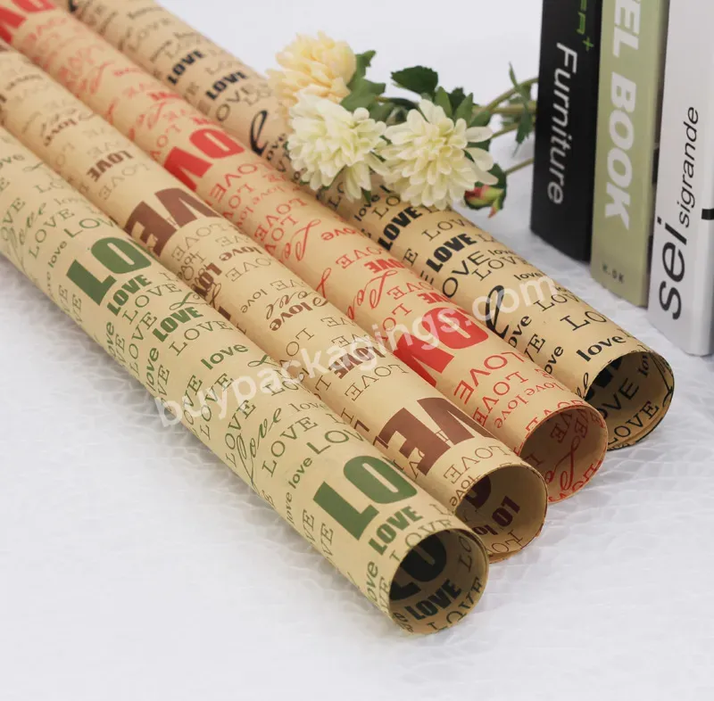 Luxury Retro Newsprinting Color Printed Coffee Color Floral Wrapping Paper Florist Wrap Paper With Love Letter Printing - Buy Luxury Retro Newsprinting Color Printed Coffee Color Floral Wrapping Paper,Florist Wrap Paper,Love Letter Printing.