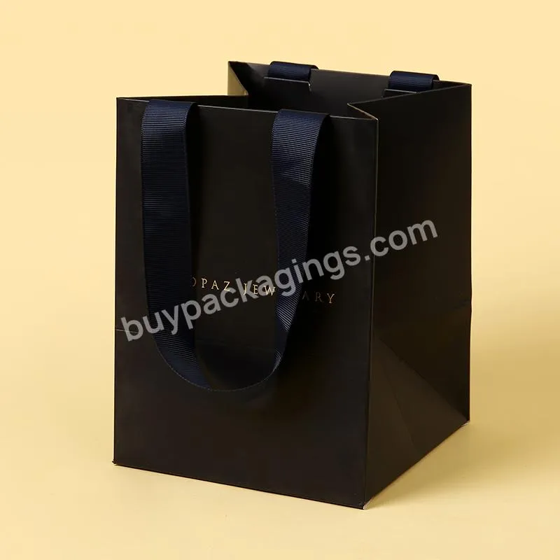 Luxury Ribbon Handle Boutique Shopping Jewelry Watches Packaging Euro Paper Gift Bags Customized Printed With Logo