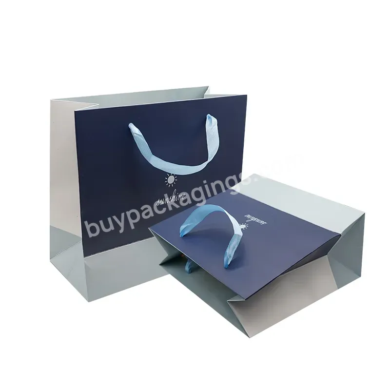 Luxury Ribbon Handle Boutique Shopping Packaging Customized Printed Paper Gift Bags With Logo - Buy Paper Gift Bags With Logo,Luxury Ribbon Handle Boutique Shopping Bags,Customized Printed Paper Bags.