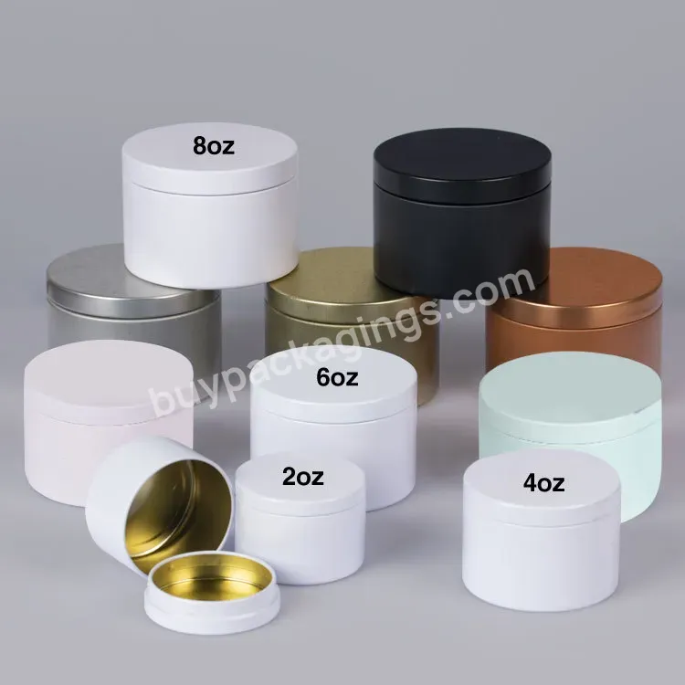 Luxury Round Metal Matte Tins Candle 2oz 4oz 8oz Empty Container Candle Tin Box - Buy Candle Tin Box,Candle Case,Tin Can For Candle.