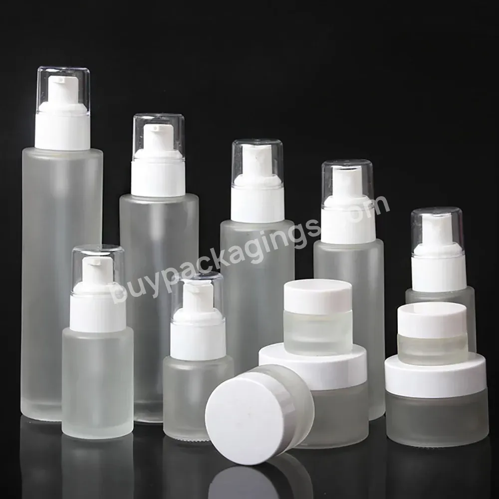 Luxury Skin Care Facial 30ml 50ml Frosted Matte Glass Bottle Cosmetic Bottle With Lotion Pump For Serum - Buy Matt Glass Cosmetic Bottle,30ml Skin Care Bottle,Empty Glass Bottles With Pump.