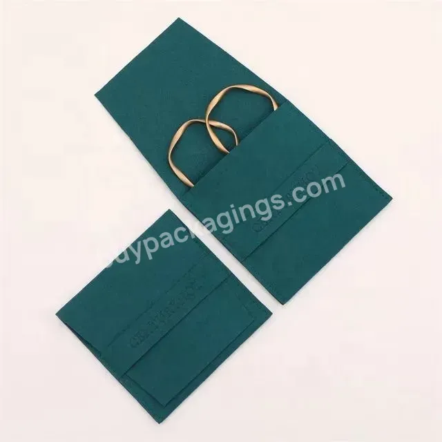 Luxury Small Envelope Shape Package Pouch With Custom Printed Logo Name For Jewelry Necklace Ring Velvet Suede Packaging Bag