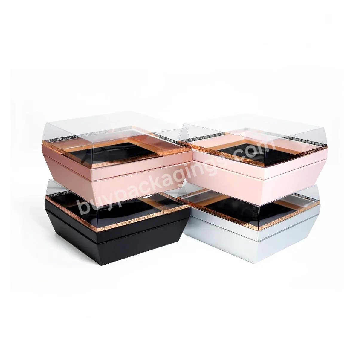 Luxury Square Flower Gift Box Acrylic Box With Clear Acrylic Cover For Valentine's Day - Buy Square Flower Gift Box,Box With Clear Acrylic Cover,Flower Gift Box For Valentine's Day.