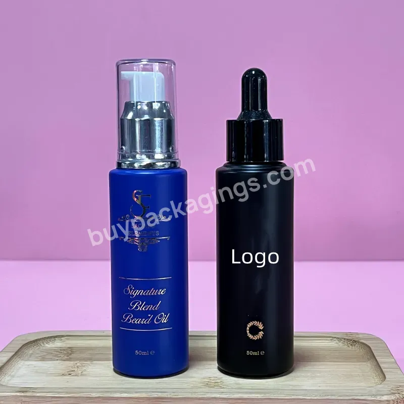 Luxury Thick Cylinder Colorful Glass Cosmetic Bottled Matte Blue Black 30ml 50ml Essential Oil Dropper Bottle