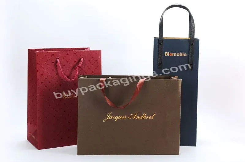 Luxury Wine Packaging Gift Thick Kraft Craft Paper Shopping Retail Carry Tote Bag With Handle - Buy Black Kraft Paper Bag,Paper Bags With Handles,Paper Shopping Retail Carry Bag.