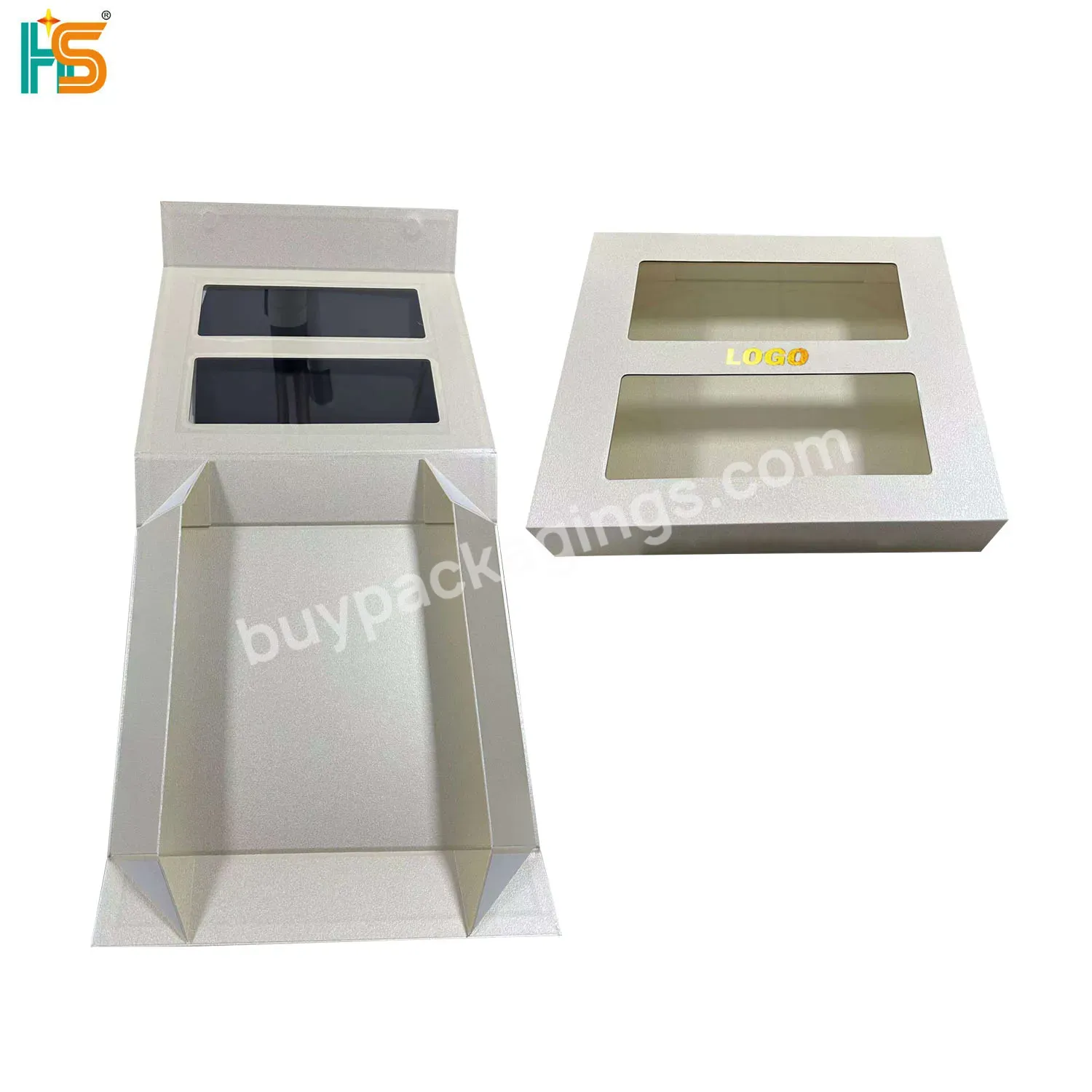 Magnetic Lid Closure Gift Box Packaging Foldable Folding Paper Box With Clear Window