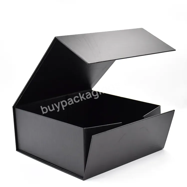 Magnetic Lid Wholesale Luxury Magnet Custom Logo Printing Folding Rigid Box Packaging With Black Box Packaging Gift Boxes - Buy Gift Boxes With Magnetic Lid,Magnetic Box Packaging,Magnetic Closure Box.