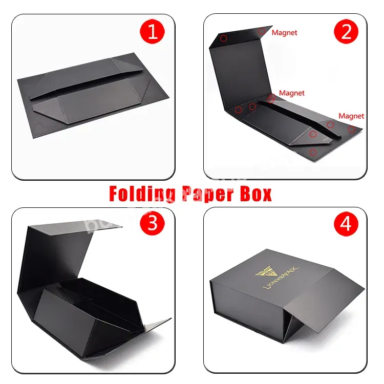 Magnetic Lid Wholesale Luxury Magnet Custom Logo Printing Folding Rigid Box Packaging With Black Box Packaging Gift Boxes - Buy Gift Boxes With Magnetic Lid,Magnetic Box Packaging,Magnetic Closure Box.