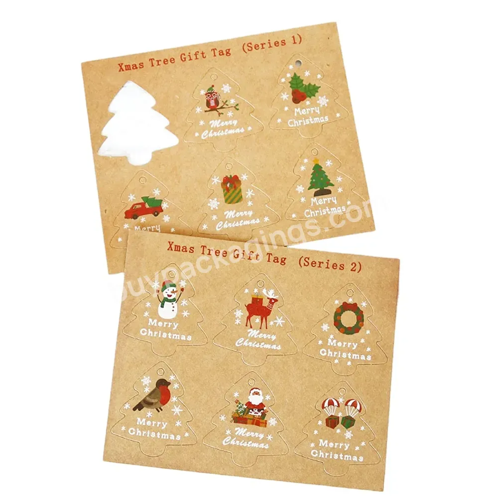 Making Diy Gift Wrapping Decor Supply Christmas Tree Shape Paper Tag Santa Claus/snowman/bird Printed Labels Christmas Gift Tag