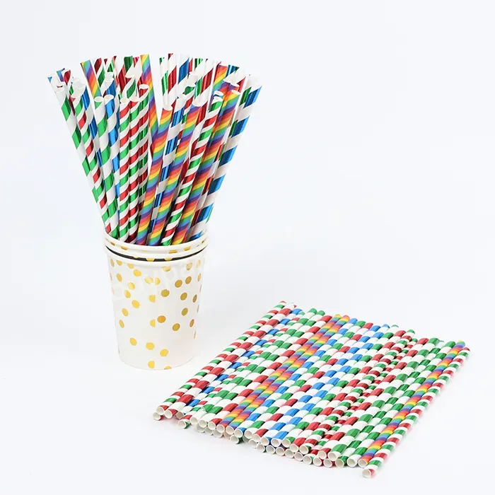 Manufacturer Guangdong Paper Straw Rainbow Striped Paper Straws For Drinking