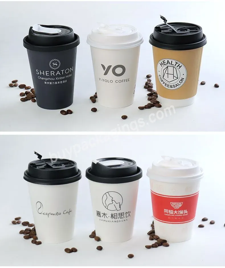 Manufacturer Take Way Hot Biodegradable Disposable Paper Coffee Cups Custom Logo Big Paper Cup Wholesale