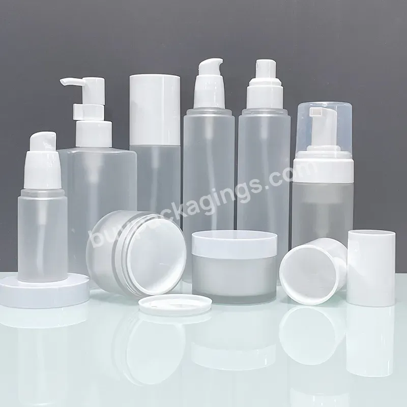 Manufacturers Custom Frosted Cosmetic Bottles And Jars Set Packaging Face Foam Pump Bottles Face Cream Jars - Buy Manufacturers Custom Frosted Cosmetic Bottles And Jars Set Packaging Face Foam Pump Bottles Face Cream Jars,Customized Bottle Lotion Cre