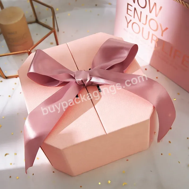 Manufacturer's Hot Selling Opposed Octagonal Handheld Gift Ribbon Bow Tie Paper Gift Box Packing Gift Paper Box - Buy Paper Box Gift Box Packaging Box,Cosmetic Paper Box,8x8x2.5 Inch Craft Paper Box.