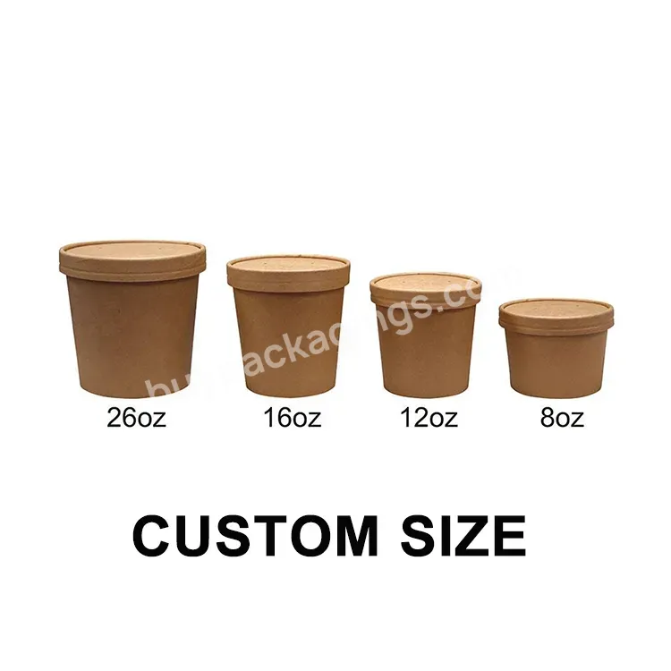 Manufactures Of Custom Logo Printed Hot Water Beverage Food Grade 12oz Disposable Kraft Paper Cups For Soup With Lid