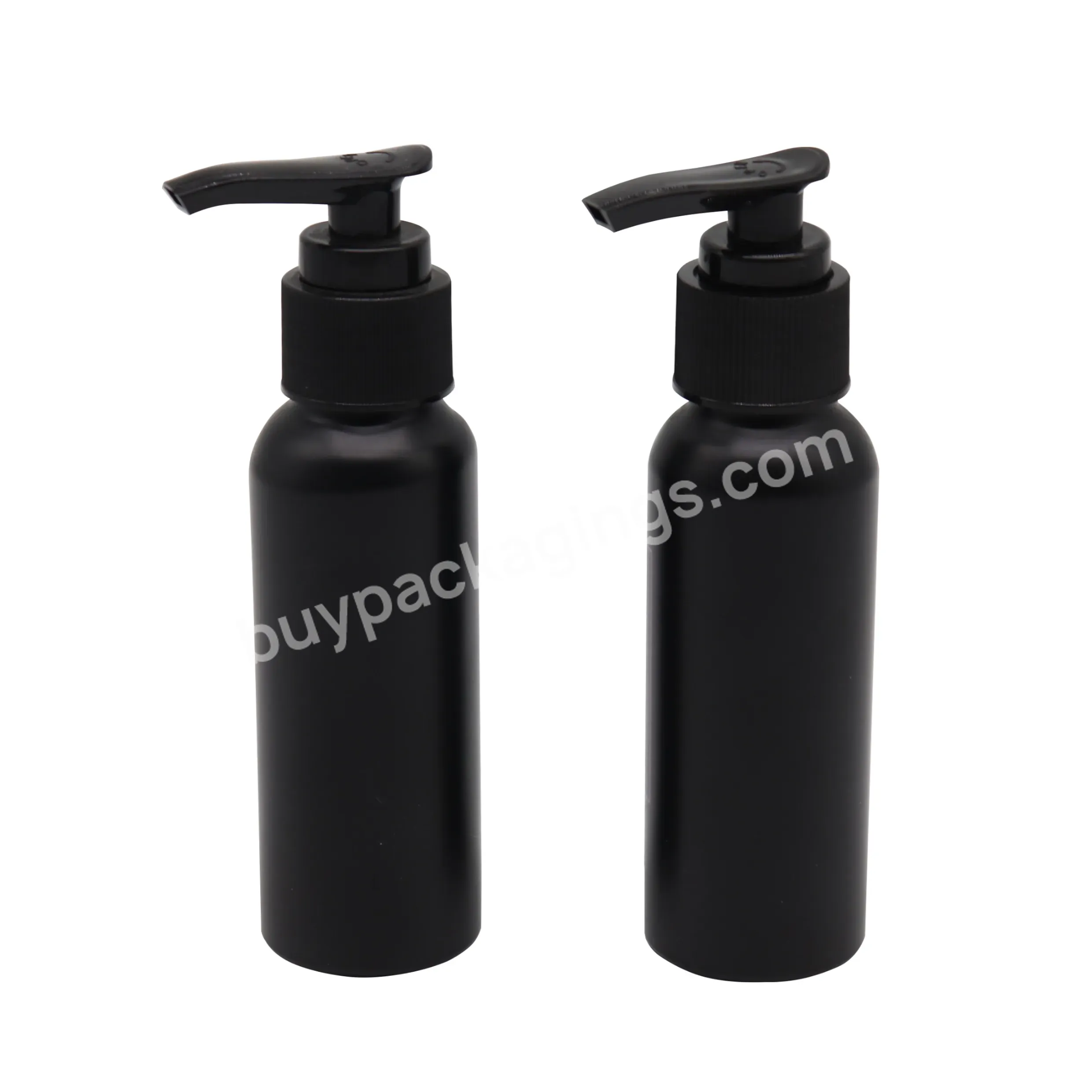 Matte Black Aluminum Cosmetic Bottle With Lotion Pump For Cosmetic Packaging 100ml
