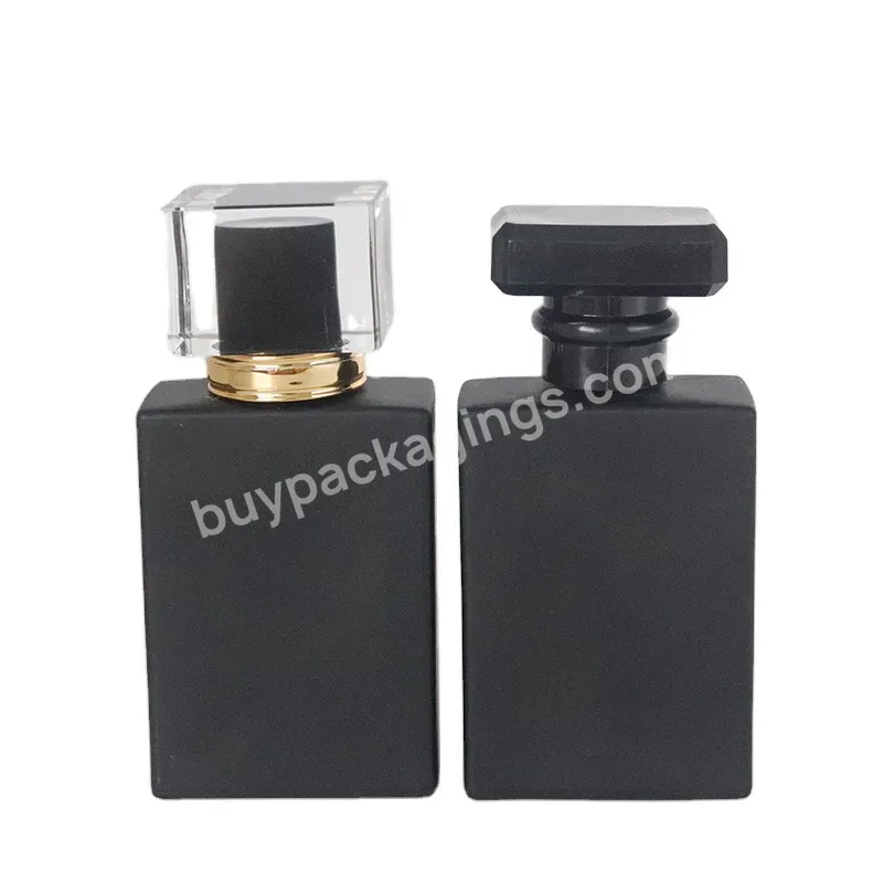 Matte Black Rectangle Shape Perfume Spray Bottle With Lid Glass Containers For Parfum Liquid Packaging - Buy Parfum Bottle 50 Ml,Perfume 50ml,Perfume Glass Bottle.