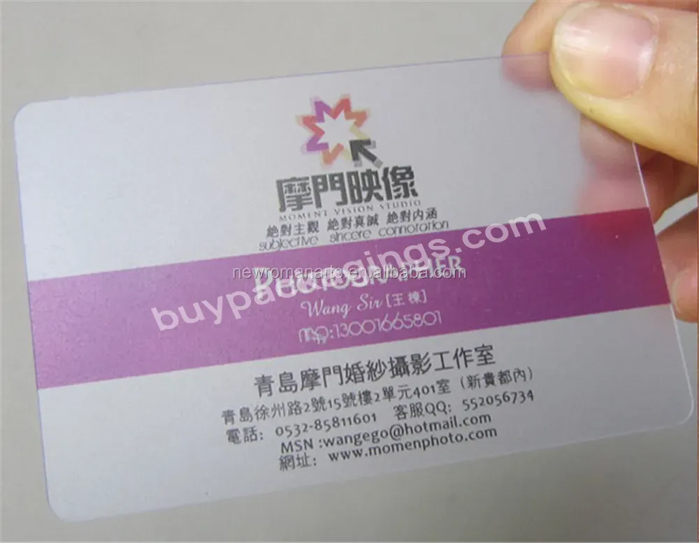 Matte Finished One Side Printing Name Cards Pvc Transparent Business Card