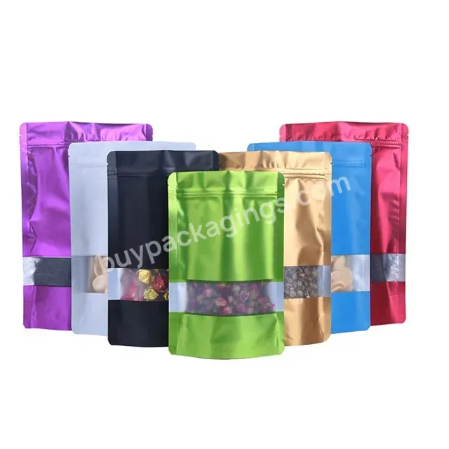 Matte Metallic Color Frosted Window Candy Flower Tea Packaging Aluminum Foil Doypack Stand Up Pouch With Zip - Buy Dried Fruit Packaging,Ziplock Bags Custom,Stand Up Pouch.