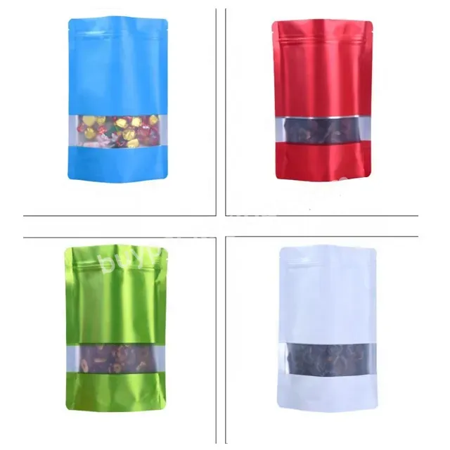 Matte Metallic Color Frosted Window Candy Flower Tea Packaging Aluminum Foil Doypack Stand Up Pouch With Zip - Buy Dried Fruit Packaging,Ziplock Bags Custom,Stand Up Pouch.