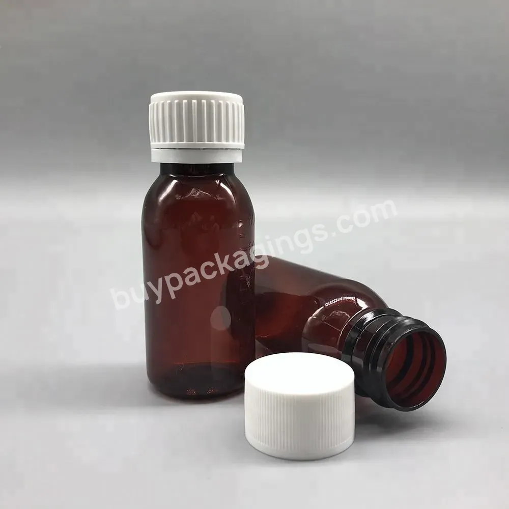 Medical Packaging 60ml Amber Plastic Cough Syrup Bottle With Striped Cap - Buy Pharmaceutical Pet 60ml Actives Promote Cough Syrup Bottle With Tamper-proof Cap,60ml Plastic Liquid Syrup Bottle With Tamper-proof Cap,60ml Amber Pet Plastic Syrup Bottle