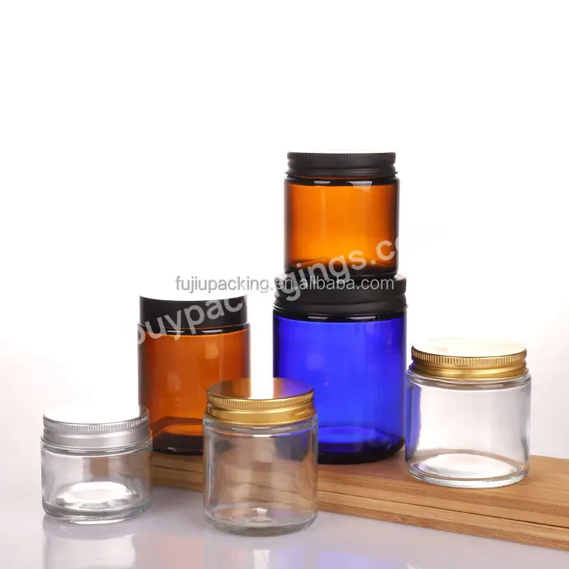 Metal Lids Clear Amber Glass Containers 4oz 8oz 16oz 100ml 250ml 500ml Empty Recycled Straight Sided Glass Candle Jars