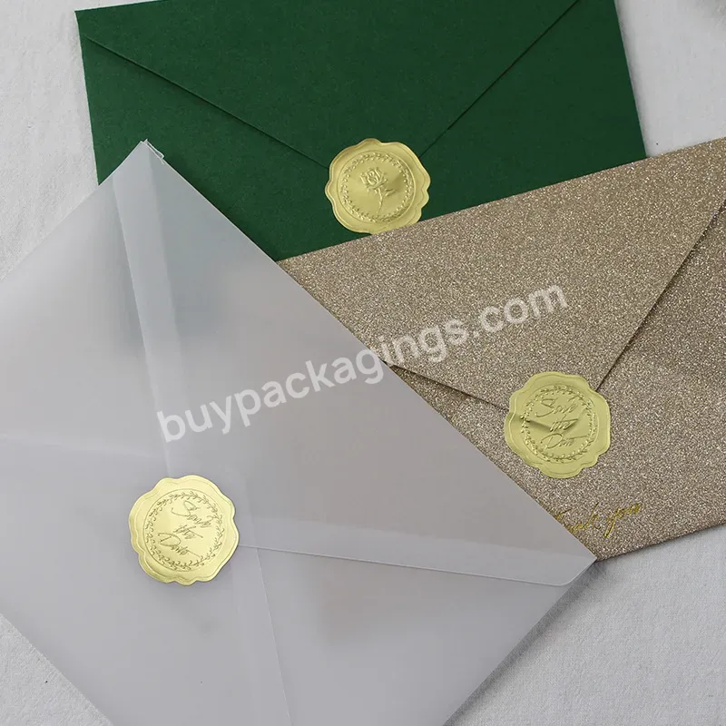 Metallic Paper Sticker Gold Foil Custom Logo Embossing Shipping Envelope Seal Sticker Certificate Label Sticker