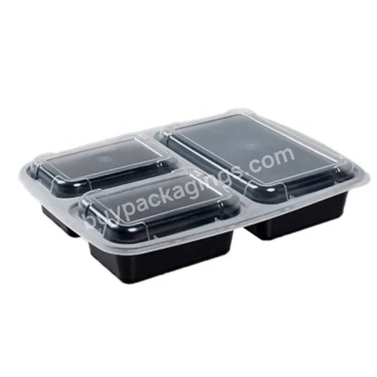 Microwavable Pp 3 Compartment Disposable Plastic Meal Prep Tray With Lid - Buy Disposable Meal Tray,Meal Prep Tray,Plastic Meal Tray.