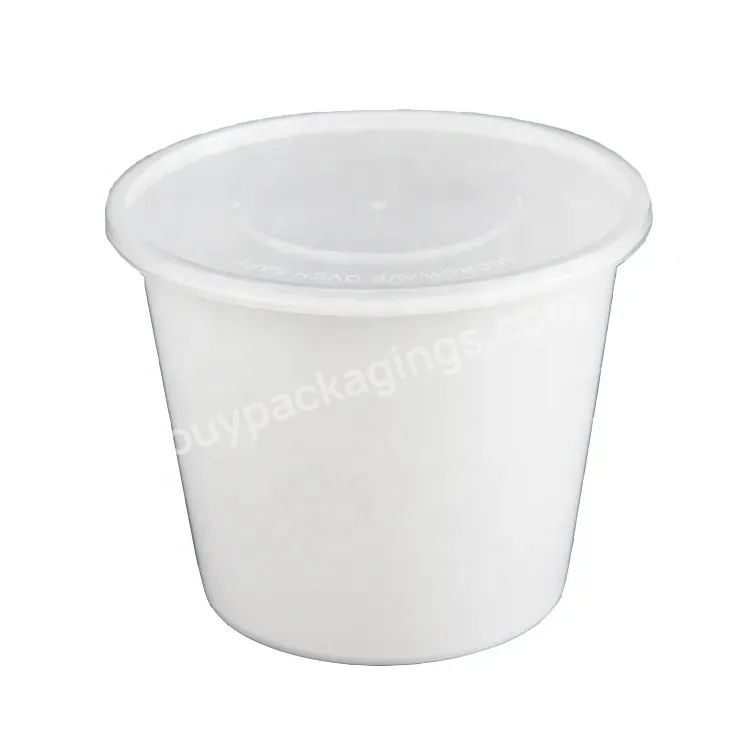 Microwave Round White 48oz Plastic Container Disposable Plastic Pp Container Bowl Takeaway Soup Cup With Lid - Buy 48oz Plastic Container,Takeaway Soup Cup With Lid,Plastic Pp Container Bowl.