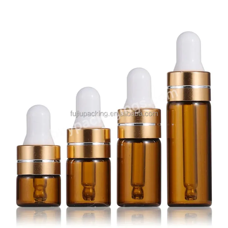 Mini Size Small Essential Oil Bottle 1ml 2ml 3ml 5ml Amber Colour Pink Glass Bottle With Dropper - Buy Mini Sample Clear Dropper Glass Bottle Withe Gold Silvery Cap,Small Colour 1ml 2ml 3ml Skin Care Serum Essential Oil Glass Dropper Bottle,Amber Col