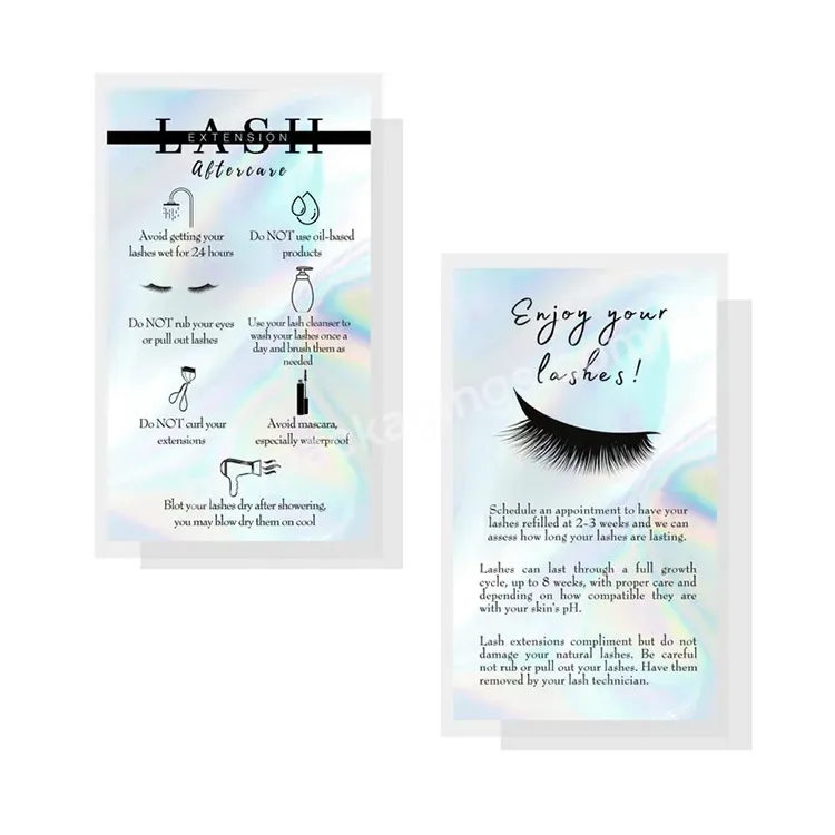 Minimal Modern Eyelash Greeting Cards Lash Care Card Holographic Lash Loyalty Card