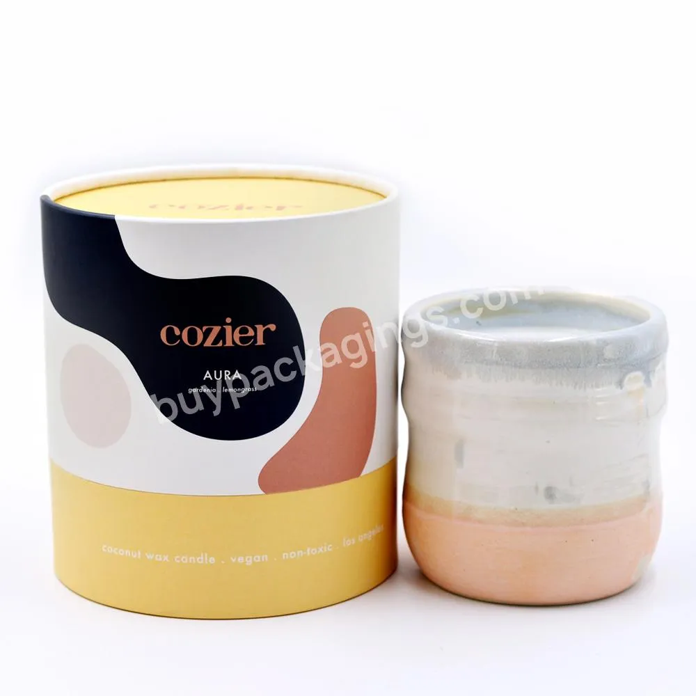Modern Cosmetic Packaging Custom Printed Cardboard Tube Cylinder Candle Box Packaging