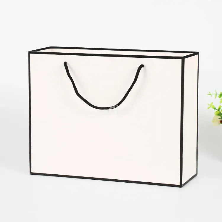 Moq100 White Recycled Kraft Paper Bag Black Border Clothing Bag With Logo Custom Shopping Paper Bag - Buy Custom Shopping Paper Bag With Logo,Kraft Paper Bag With Handle,Recycled Paper Shopping Bag.