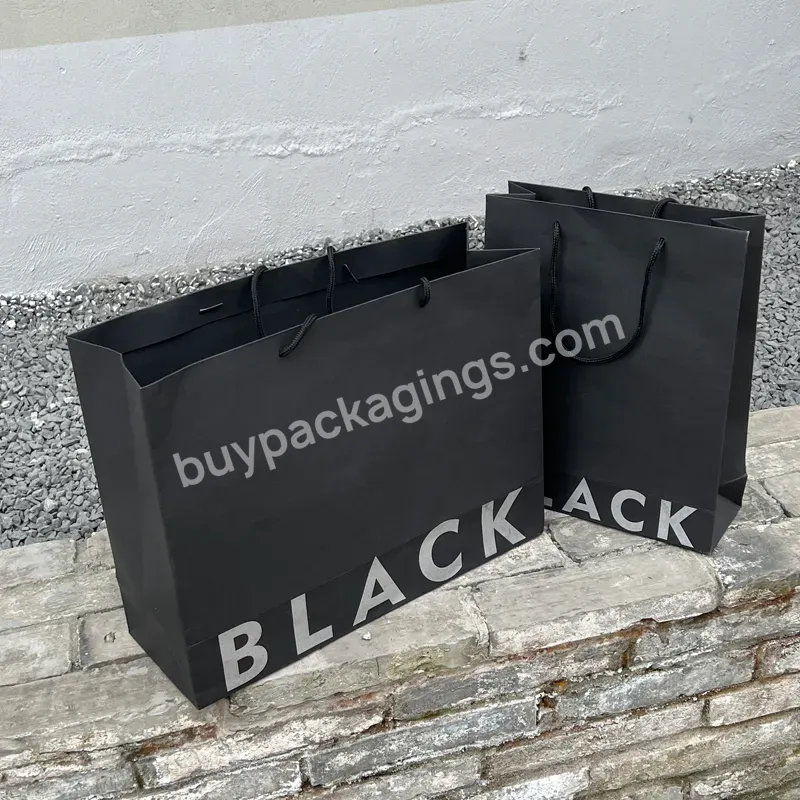 Multiple Sizes Retail Shopping Bags Black Kraft Paper Shopping Bags Matte Black Gift Bag - Buy Black Shopping Bags,Paper Carrier Bag,Ribbon Handle Bag.