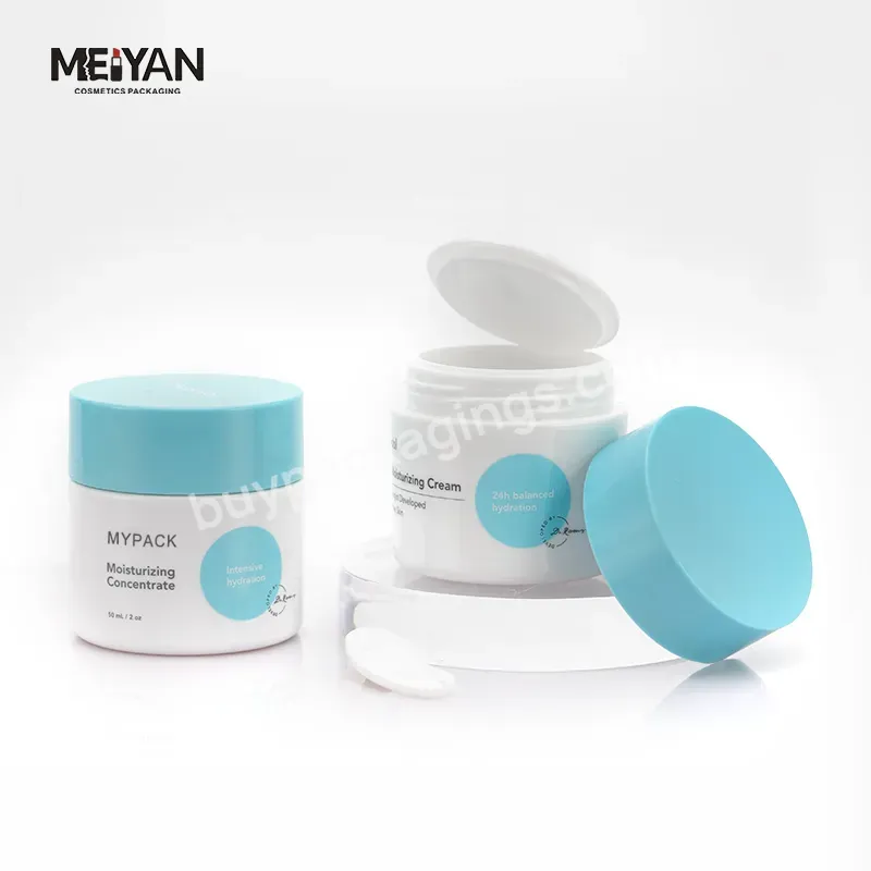 Mypack 50g 50ml 1.7oz Luxury White Color Petg Plastic Thick Wall Double Wall Cosmetic Skin Cream Jar With Spoon - Buy 50ml Thick Wall Cosmetic Jar,50ml Double Wall Jar,Cosmetic Jars With Spoon.