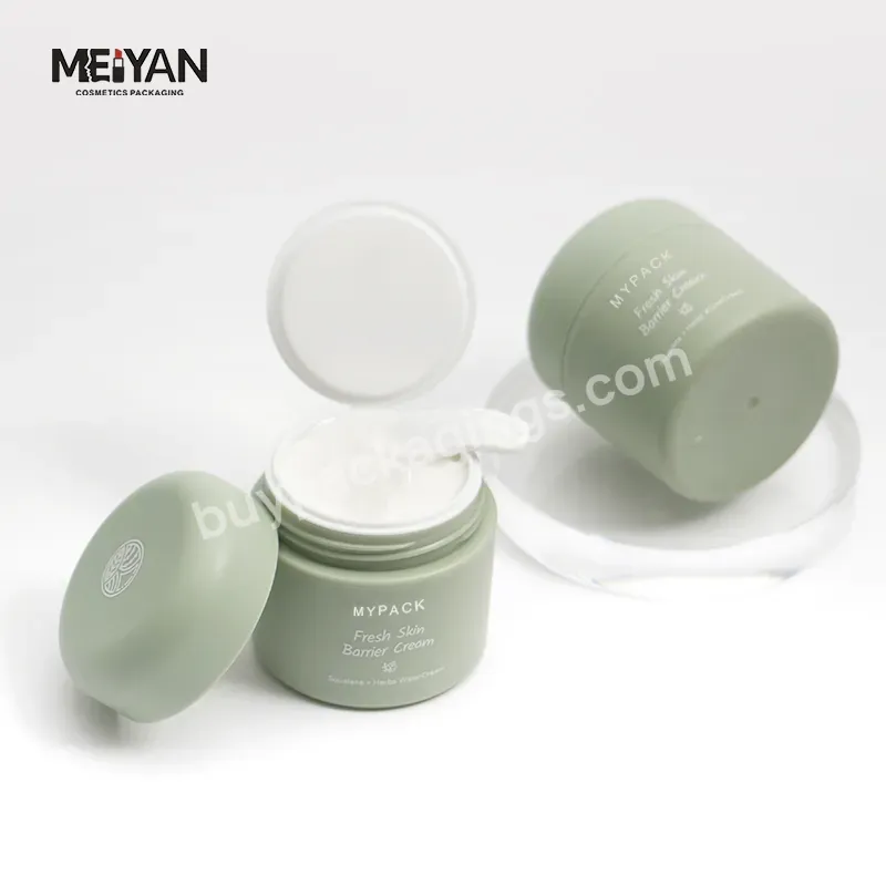 Mypack 50g Green Petg Plastic Frosted Matte Luxury Double Wall Cosmetic Skin Cream Jar With Spoon - Buy 8ml 10ml 15ml 30ml 50ml Cream Plastic Jar,Round Cosmetic Plastic Jar With Lid,Double Walled Body Butter Jar.