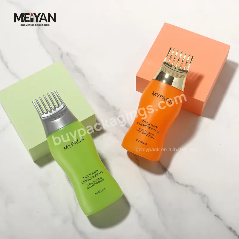 Mypack Green And Orange Hair Dye Brush Shampoo Bottle Hair Dye Coloring Comb Tooth Bottle With Gold Top 200ml 300ml - Buy Hair Dye Coloring Bottle 200ml,Hair Dye Brush Shampoo Bottle,Hair Dyeing Bottle Brush Shampoo Hair Color Oil Comb.