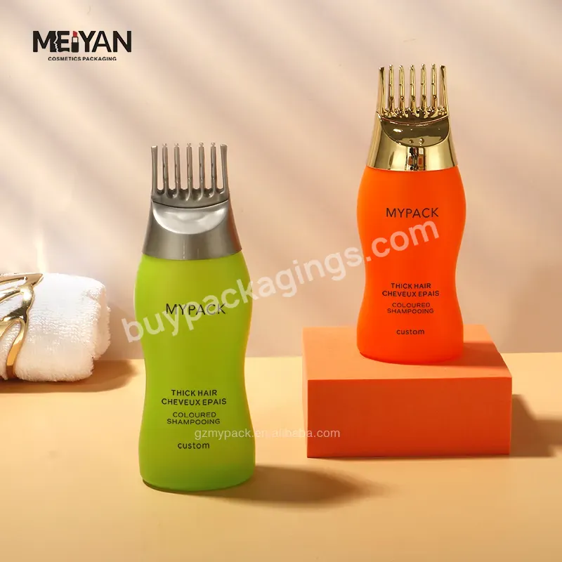 Mypack Green And Orange Hair Dye Brush Shampoo Bottle Hair Dye Coloring Comb Tooth Bottle With Gold Top 200ml 300ml - Buy Hair Dye Coloring Bottle 200ml,Hair Dye Brush Shampoo Bottle,Hair Dyeing Bottle Brush Shampoo Hair Color Oil Comb.