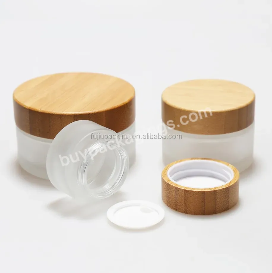Natural Packaging Wooden & Bamboo Jars 5g 15g 30g 50g 100g 200g Clear Frosted Glass Jar With Bamboo Lid - Buy Glass Jar With Bamboo Lid,Glass Jars With Bamboo Wooden Lids,Clear Frosted Jars With Bamboo Lid.