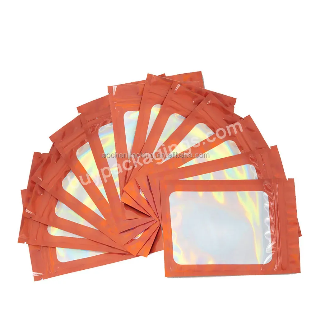 Necktie Packaging,Holographic Stand Up Pouch Mylar Bags With Window,Jewellery Plastic Bag